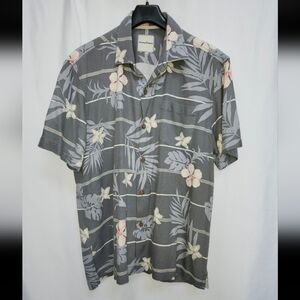 Tommy Bahama Floral Gray Hawaiian Shirt